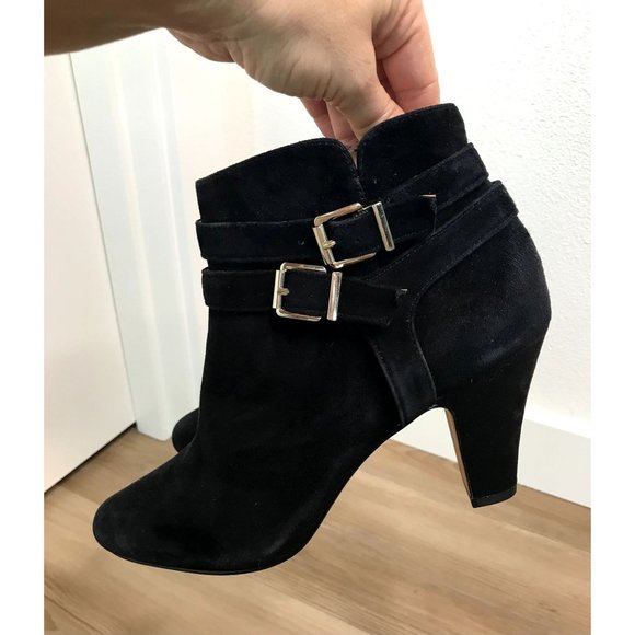 SOLD NWOB INC International Concepts Dorine Black Suede Ankle Booties Size 8.5 - Picture 5 of 11